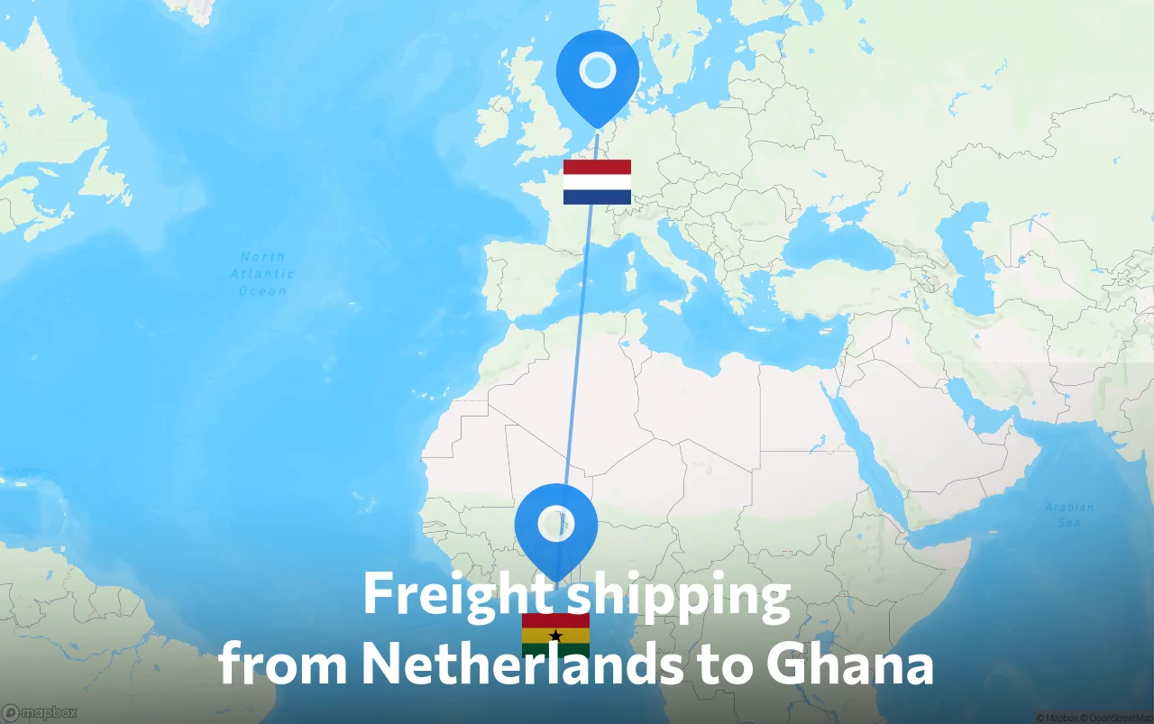 Shipping route from Netherlands to Ghana