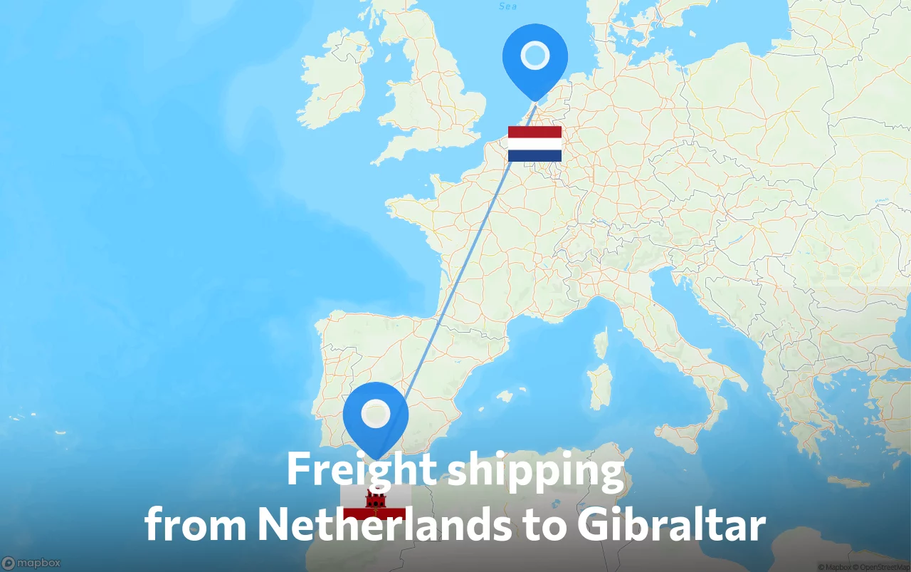 Shipping route from Netherlands to Gibraltar