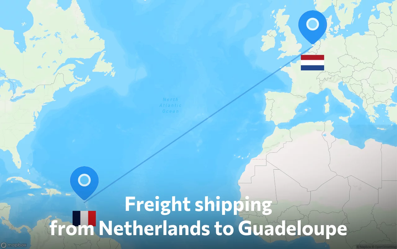 Shipping route from Netherlands to Guadeloupe