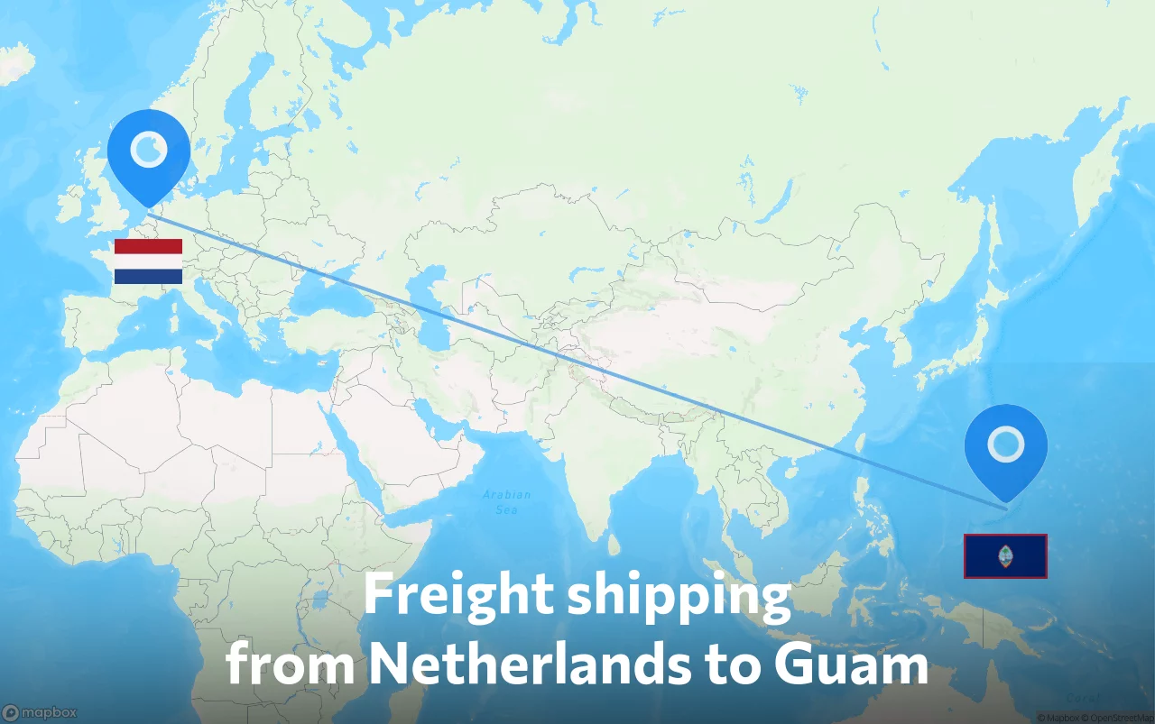 Shipping route from Netherlands to Guam