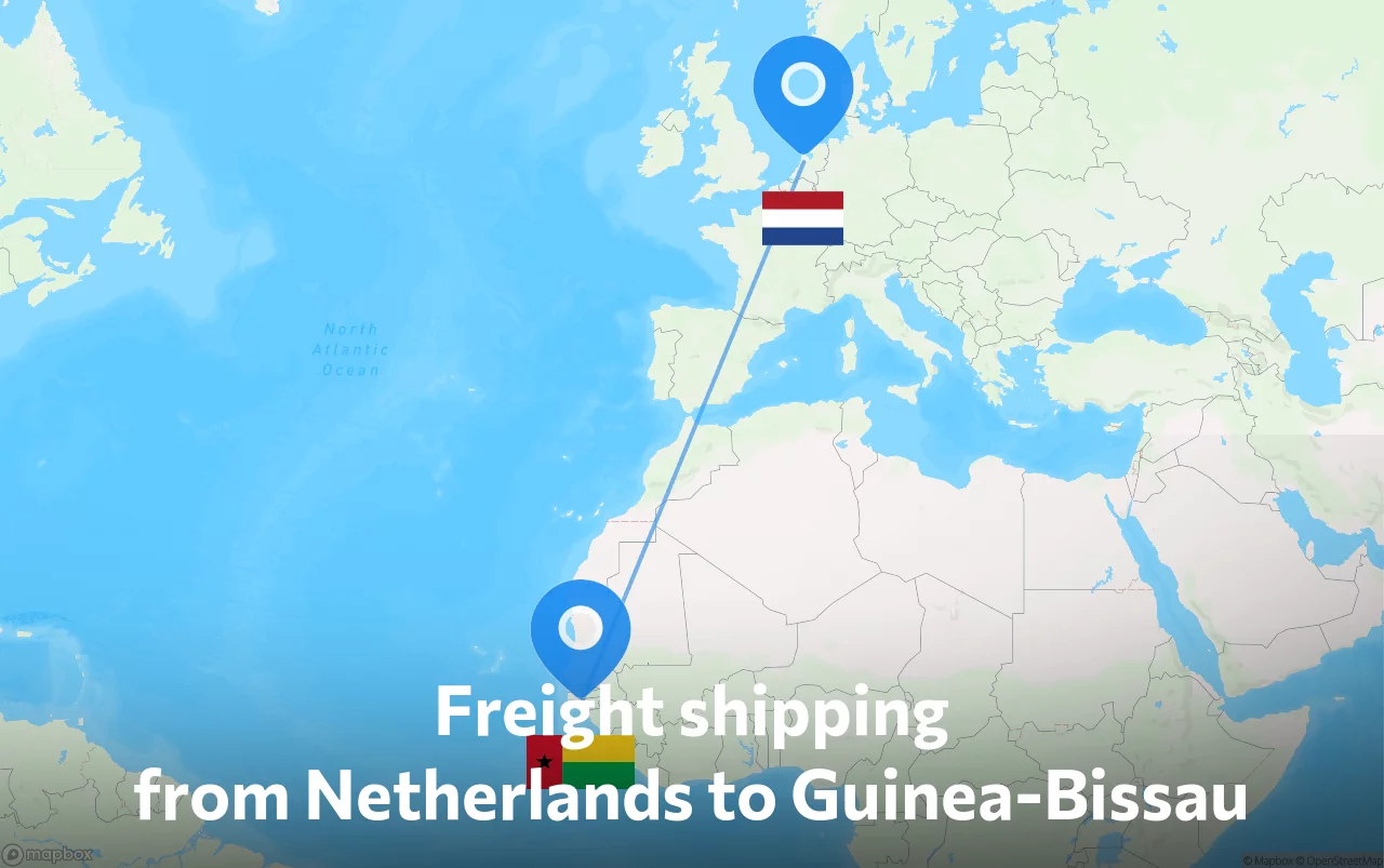 Shipping route from Netherlands to Guinea-Bissau