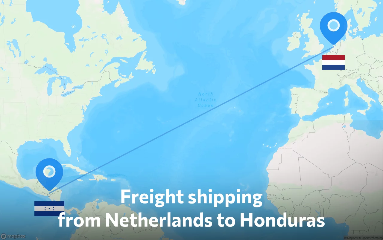 Shipping route from Netherlands to Honduras
