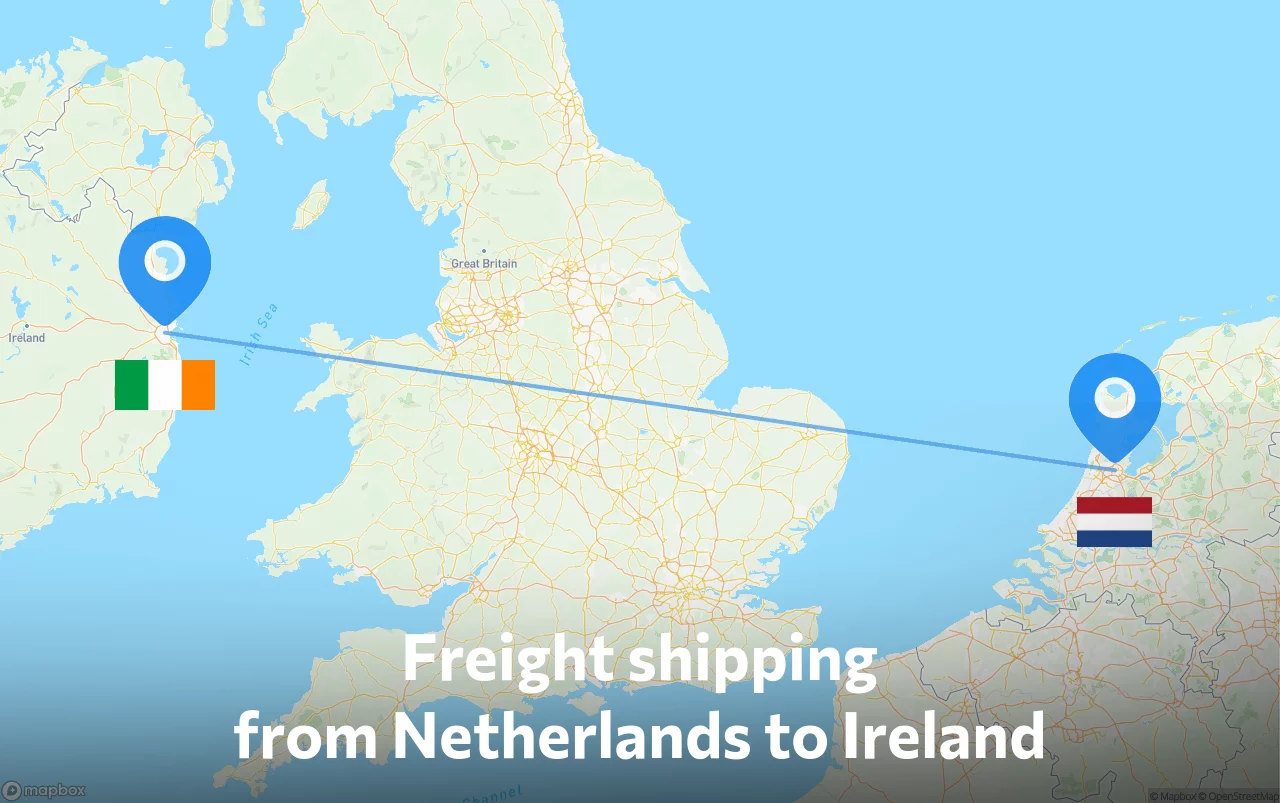 Shipping route from Netherlands to Ireland