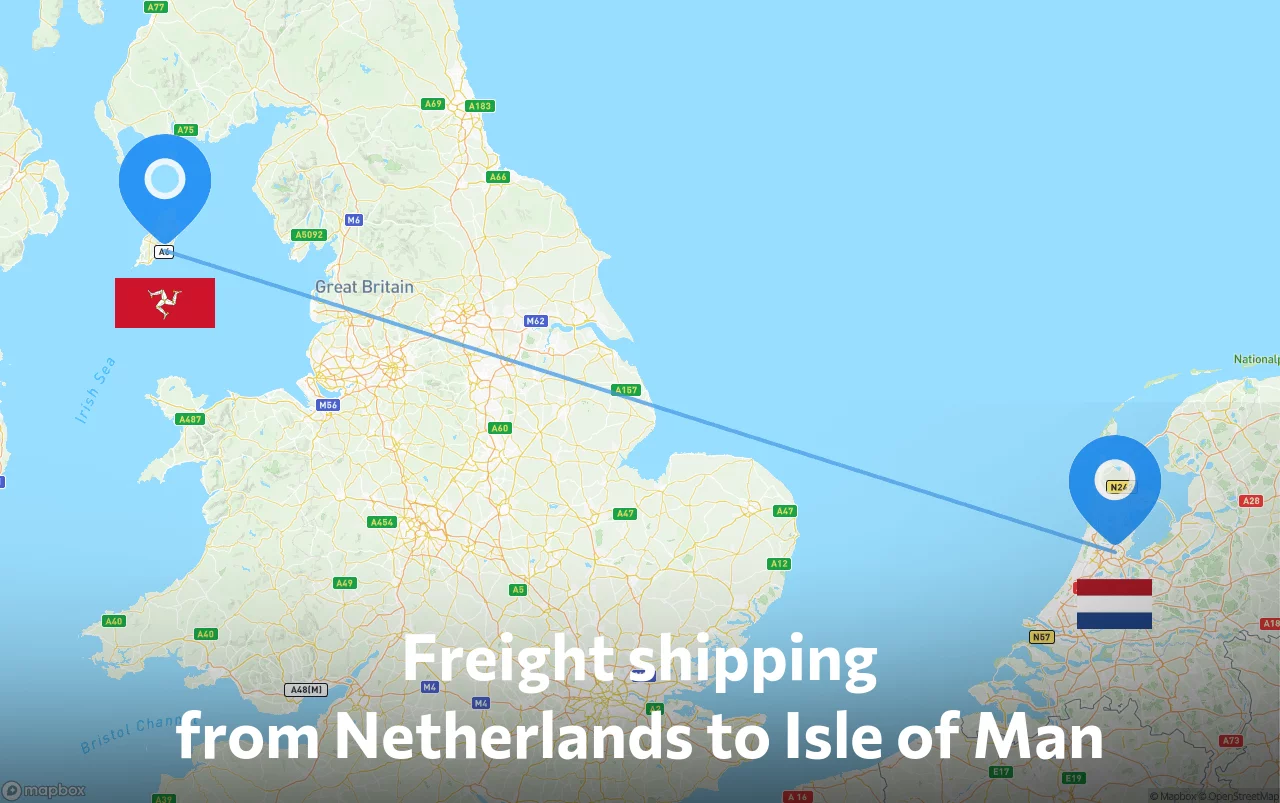 Shipping route from Netherlands to Isle of Man