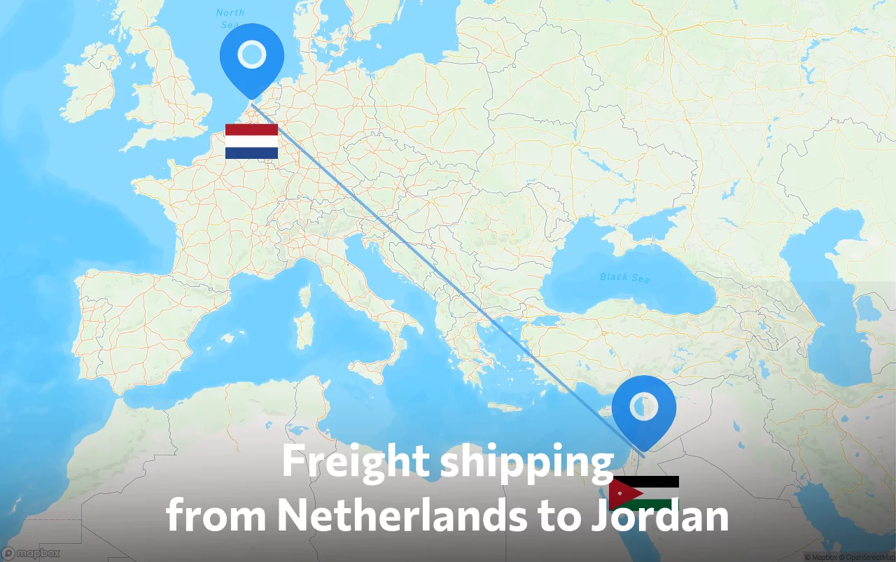 Shipping route from Netherlands to Jordan
