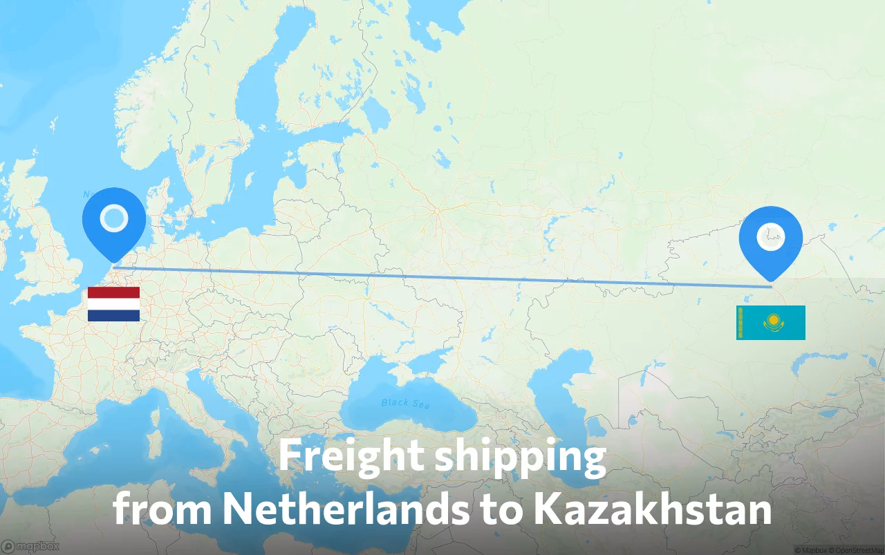 Shipping route from Netherlands to Kazakhstan
