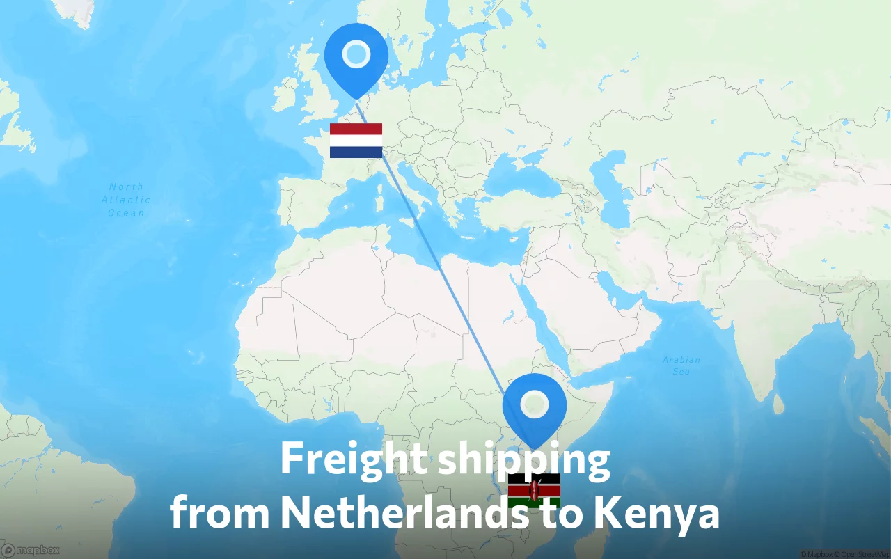 Shipping route from Netherlands to Kenya