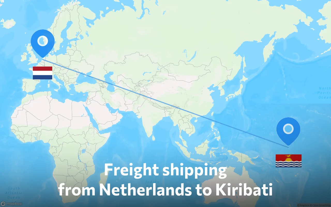 Shipping route from Netherlands to Kiribati