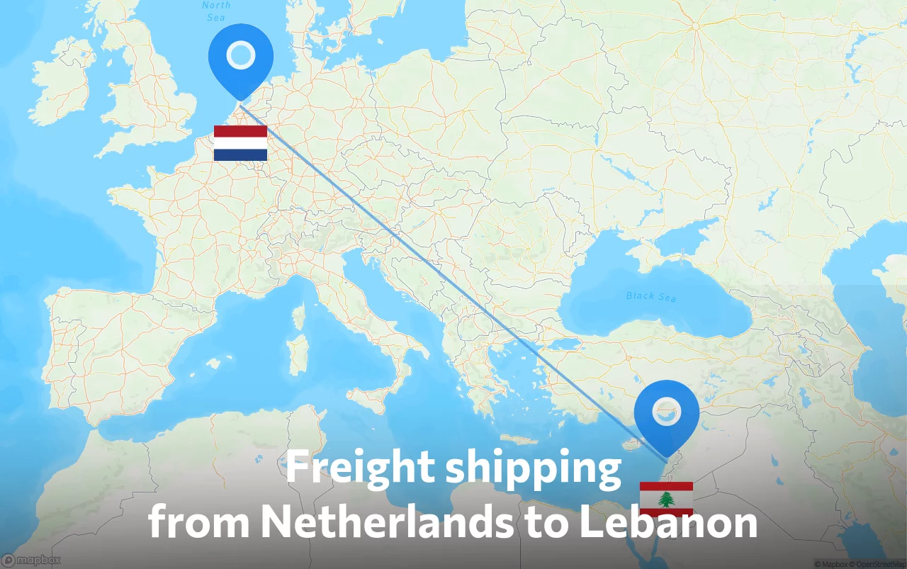 Shipping route from Netherlands to Lebanon