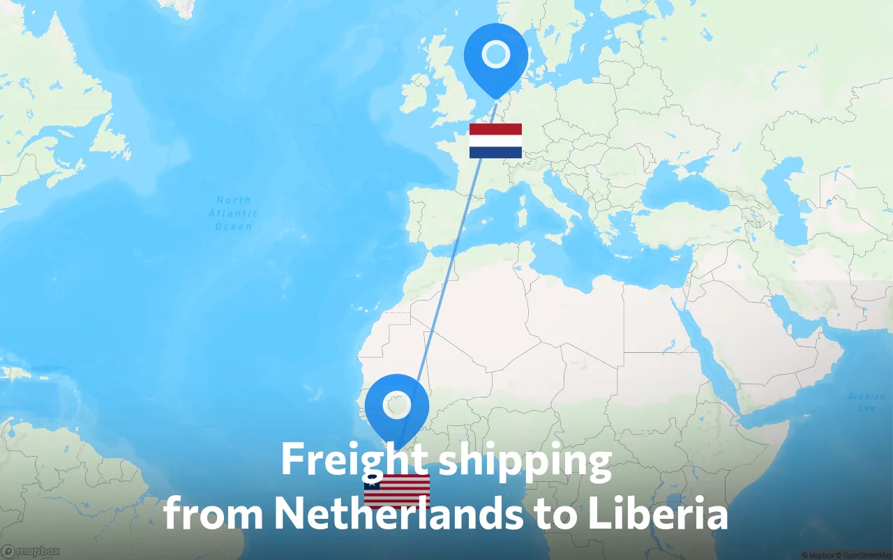 Shipping route from Netherlands to Liberia