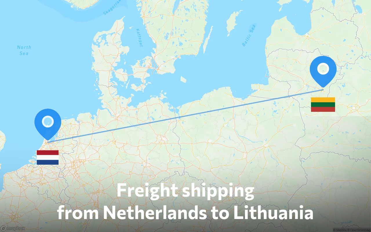 Shipping route from Netherlands to Lithuania