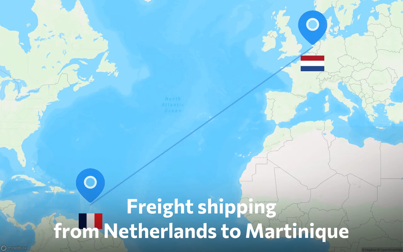 Shipping route from Netherlands to Martinique