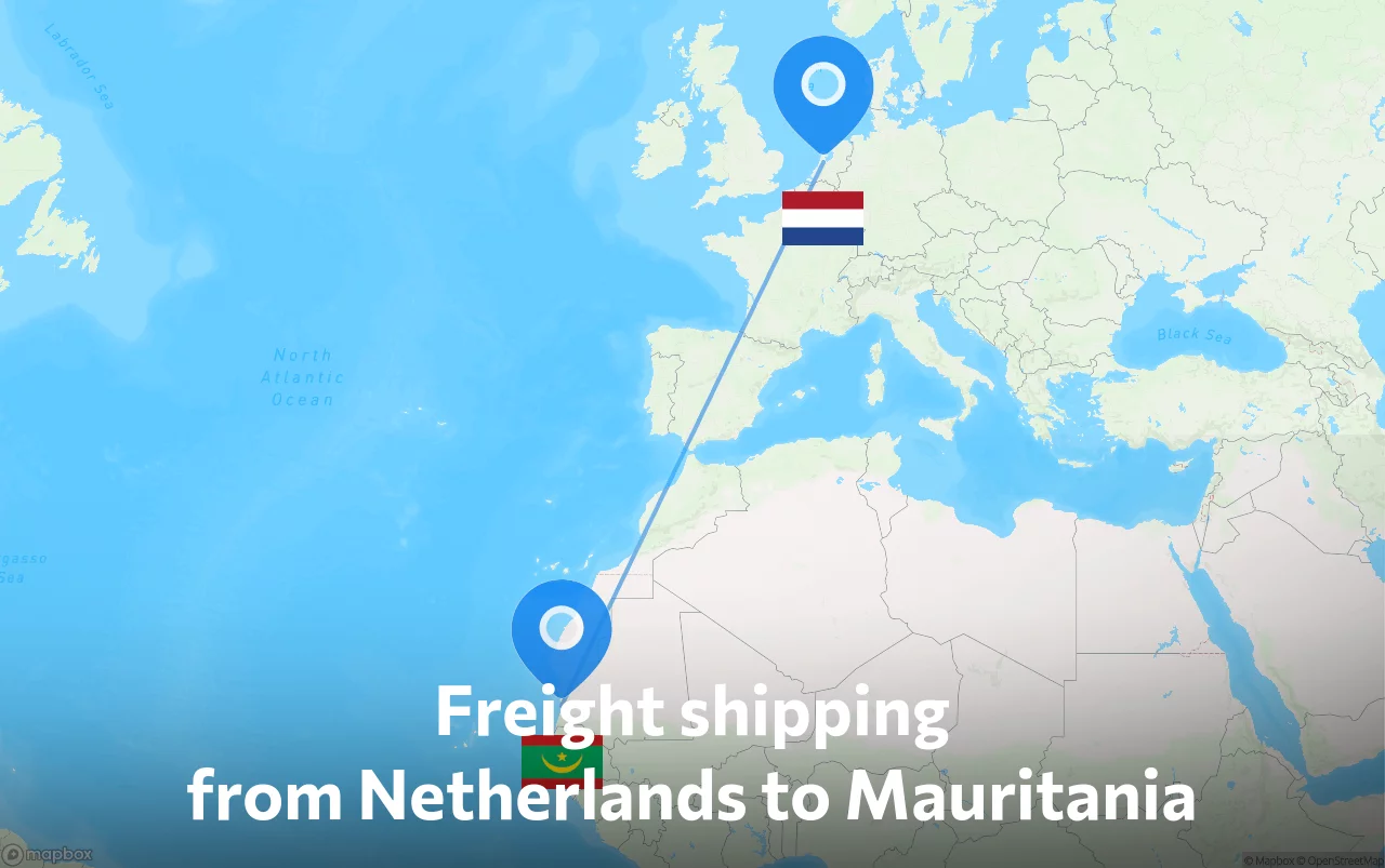 Shipping route from Netherlands to Mauritania