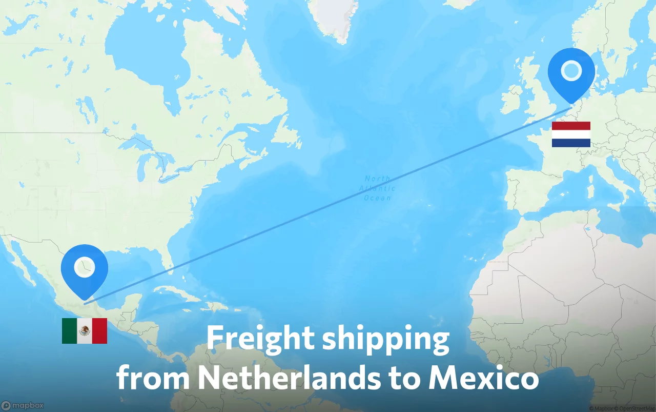 Shipping route from Netherlands to Mexico