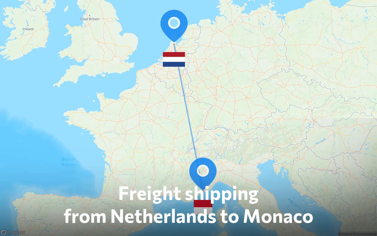 Shipping route from Netherlands to Monaco