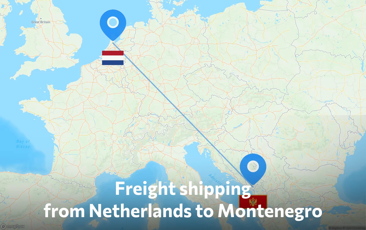 Shipping route from Netherlands to Montenegro