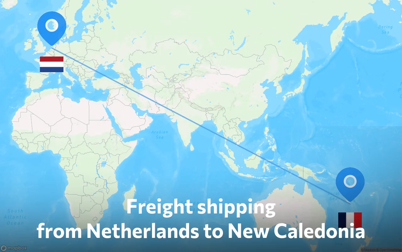 Shipping route from Netherlands to New Caledonia