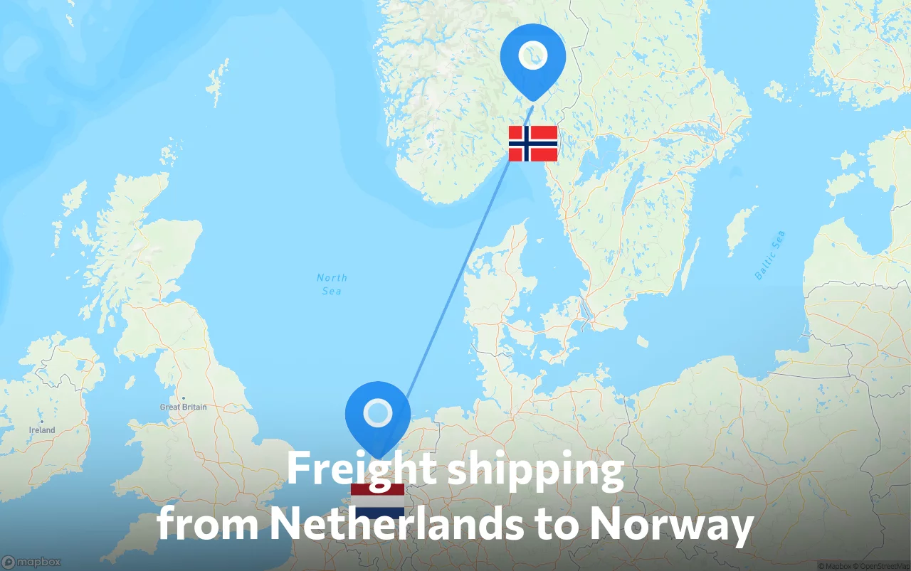 Shipping route from Netherlands to Norway