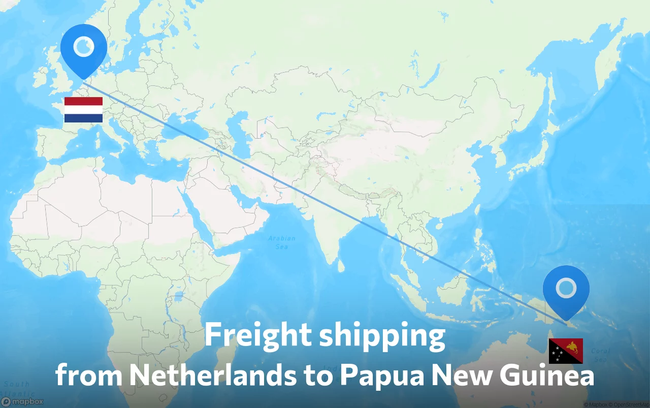 Shipping route from Netherlands to Papua New Guinea