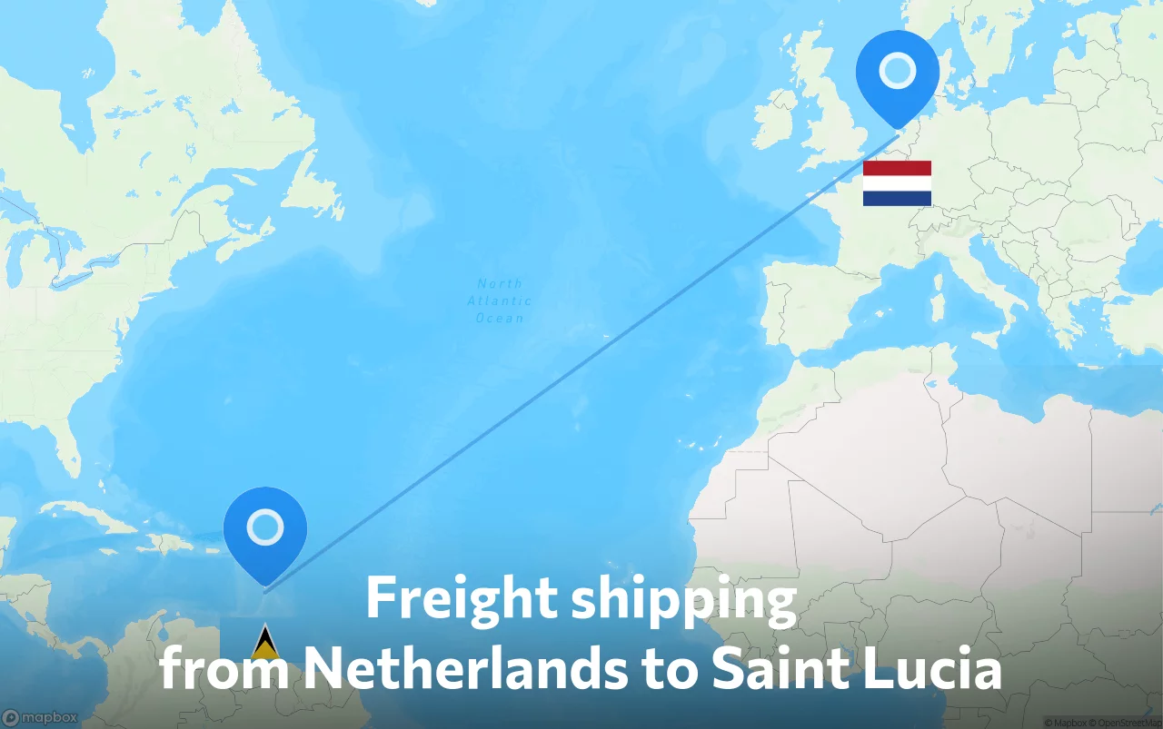 Shipping route from Netherlands to Saint Lucia