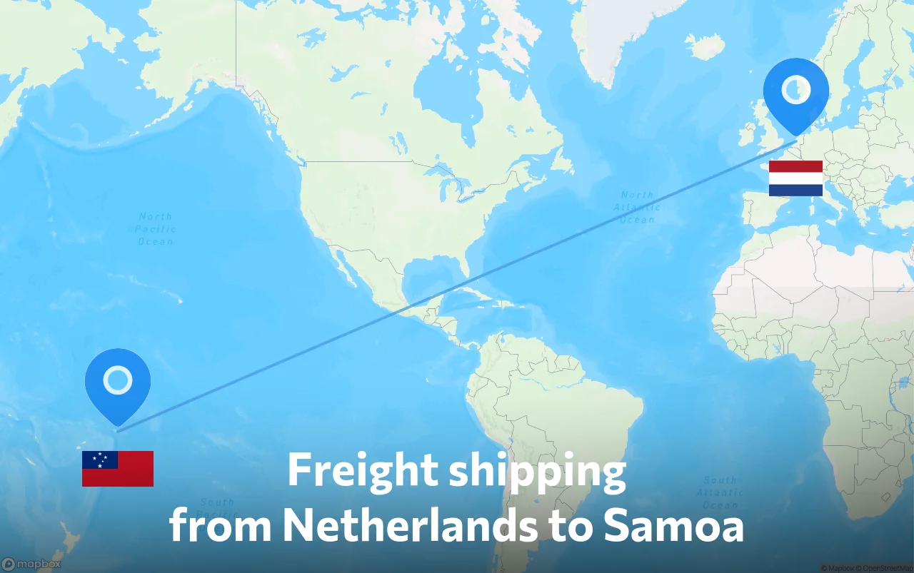 Shipping route from Netherlands to Samoa