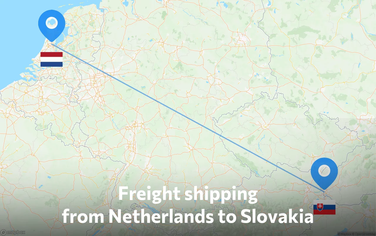 Shipping route from Netherlands to Slovakia