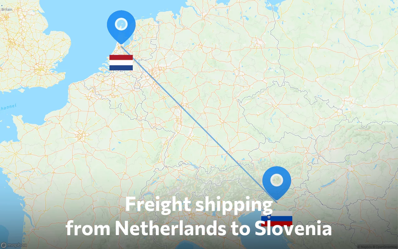 Shipping route from Netherlands to Slovenia