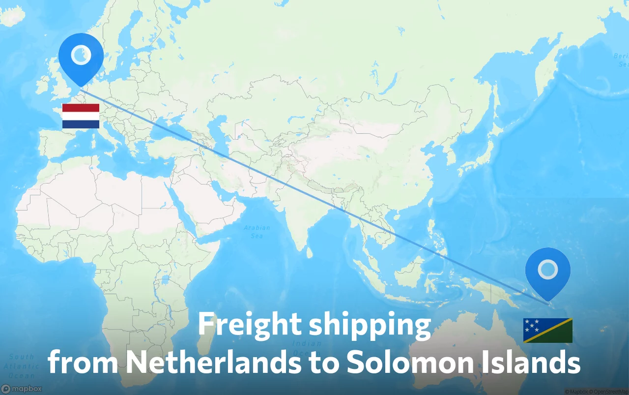 Shipping route from Netherlands to Solomon Islands