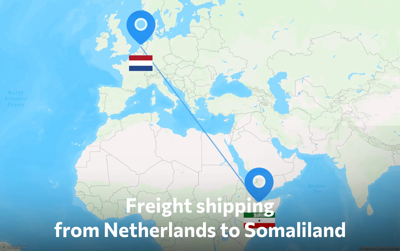 Shipping route from Netherlands to Somaliland