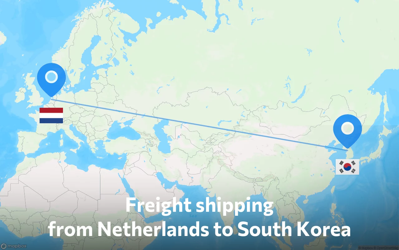 Shipping route from Netherlands to South Korea