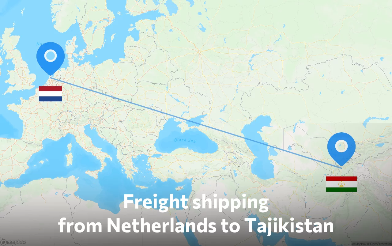 Shipping route from Netherlands to Tajikistan