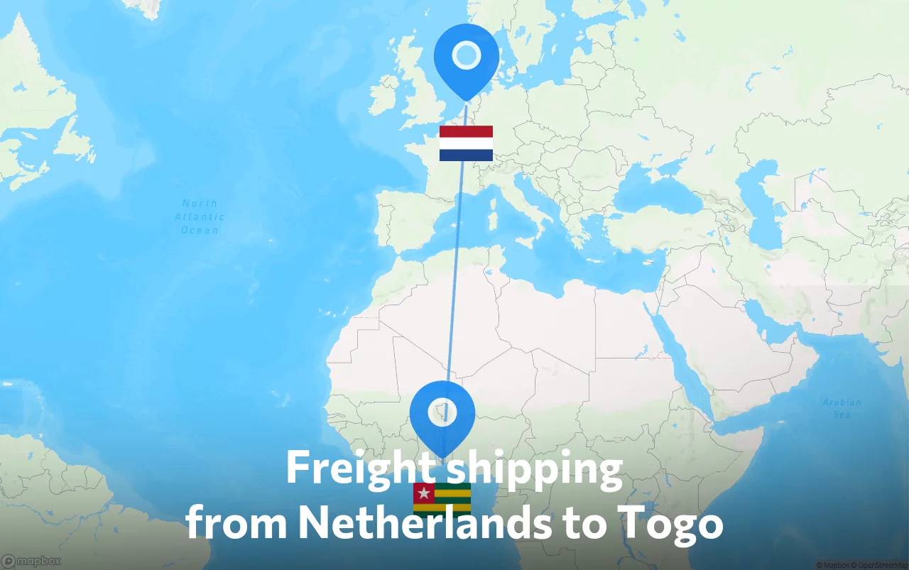 Shipping route from Netherlands to Togo