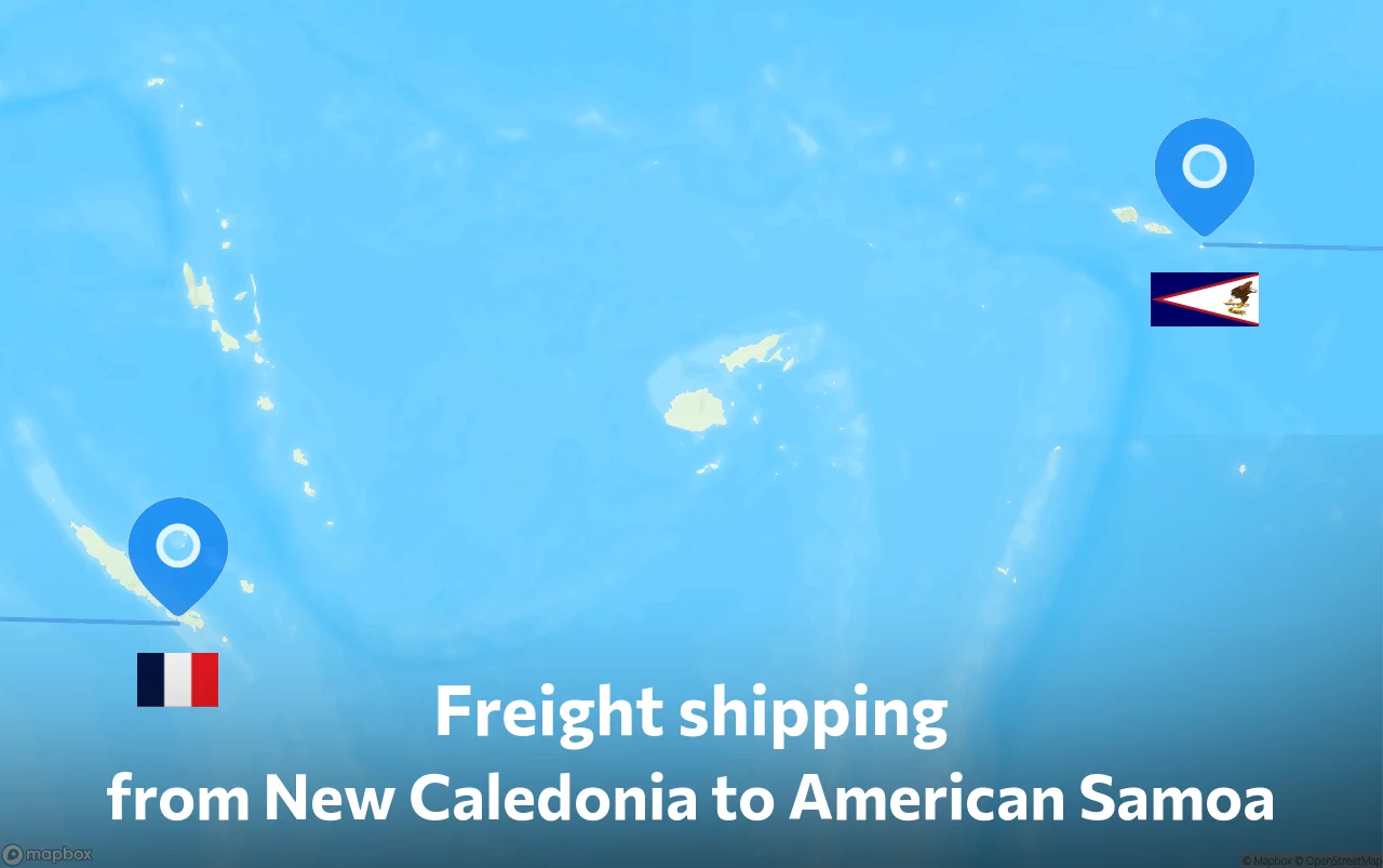 Shipping route from New Caledonia to American Samoa