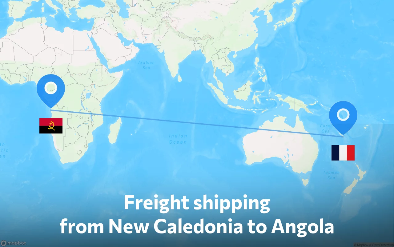 Shipping route from New Caledonia to Angola