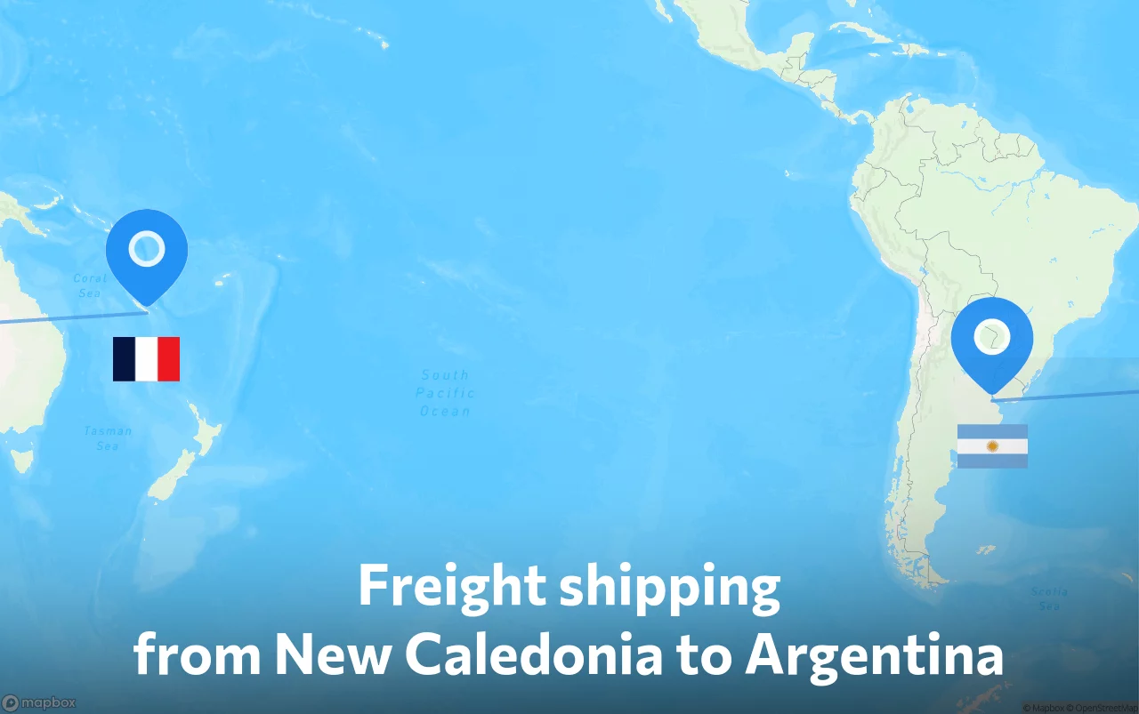 Shipping route from New Caledonia to Argentina