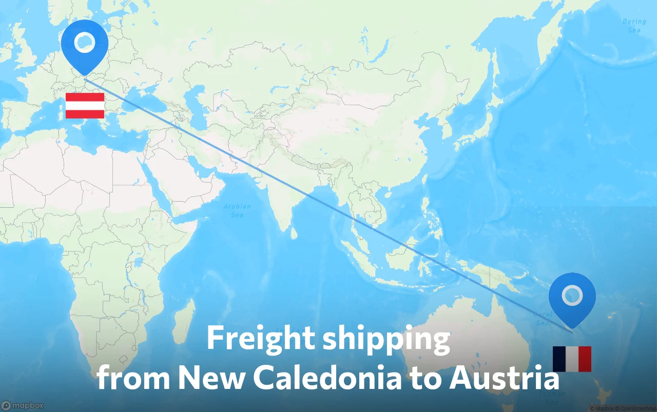 Shipping route from New Caledonia to Austria
