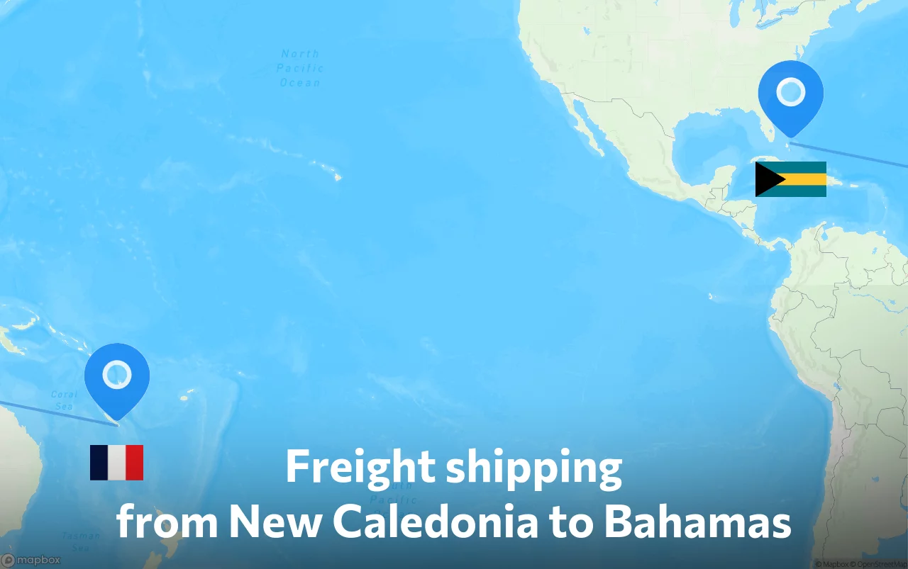 Shipping route from New Caledonia to Bahamas