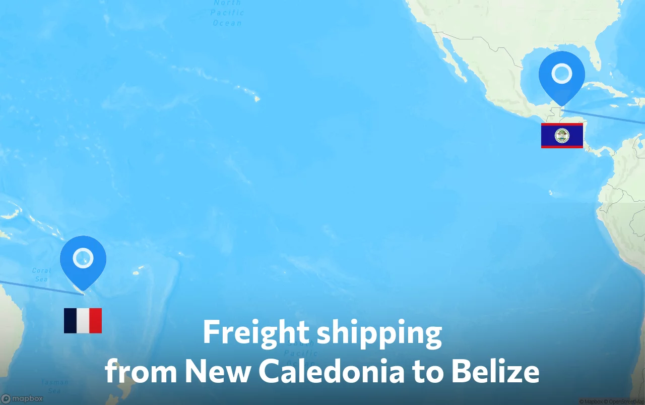 Shipping route from New Caledonia to Belize