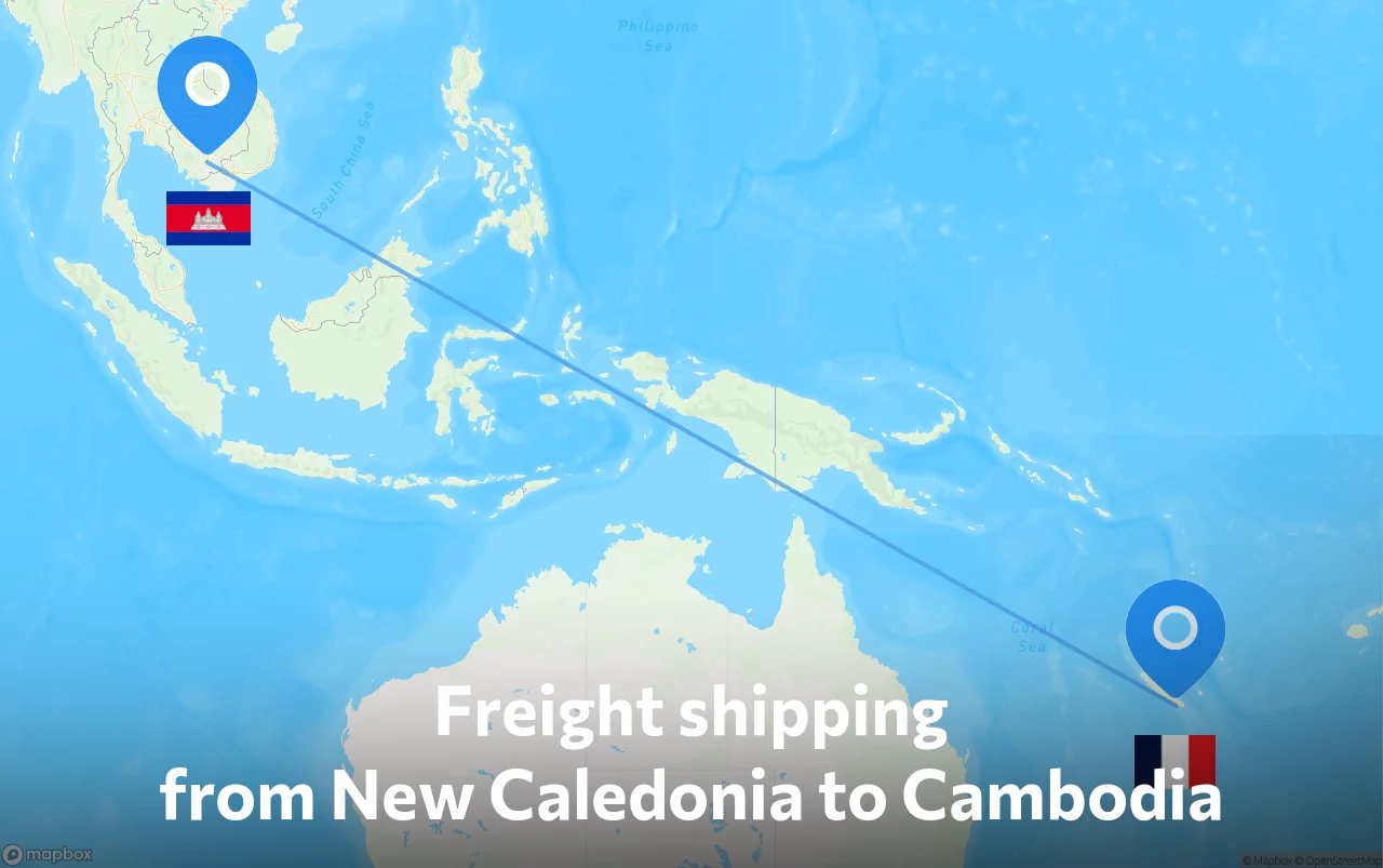 Shipping route from New Caledonia to Cambodia