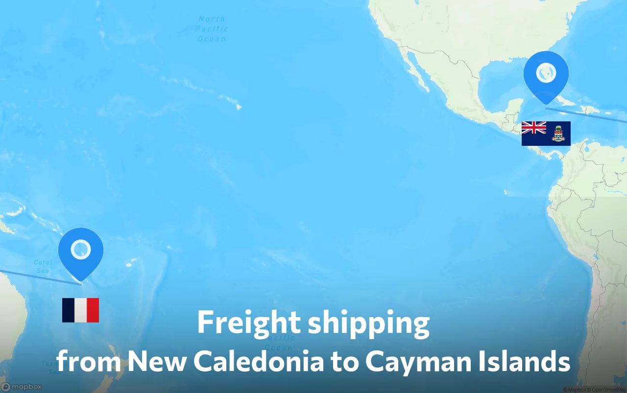 Shipping route from New Caledonia to Cayman Islands