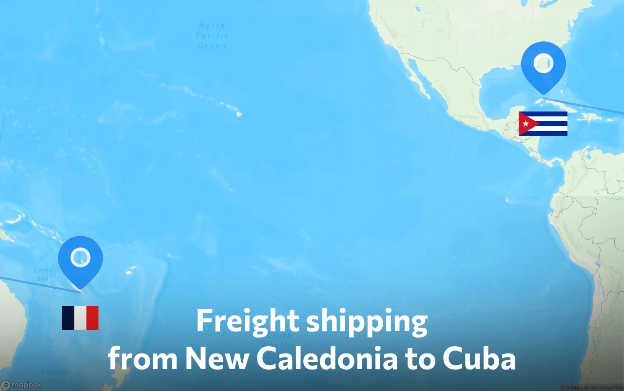Shipping route from New Caledonia to Cuba