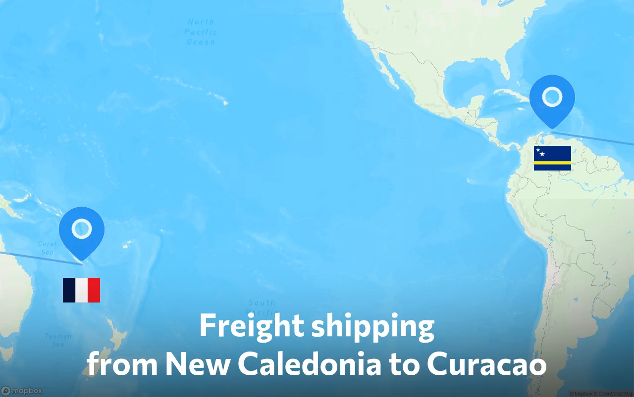 Shipping route from New Caledonia to Curacao