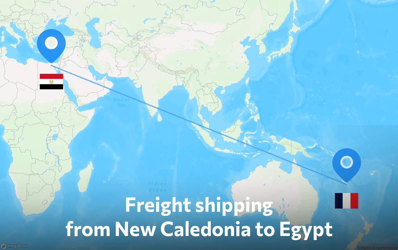 Shipping route from New Caledonia to Egypt