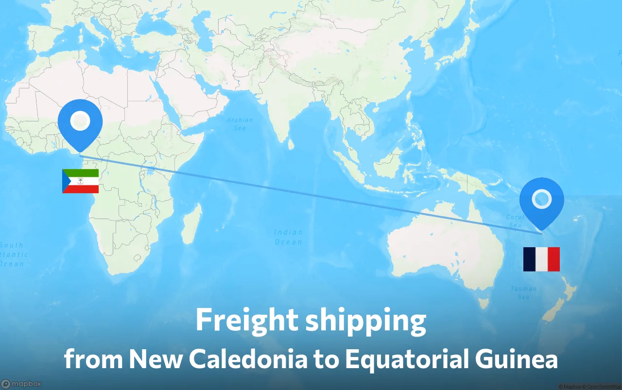 Shipping route from New Caledonia to Equatorial Guinea