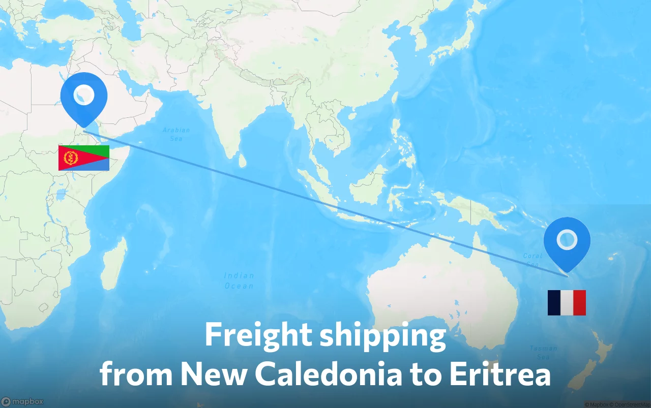 Shipping route from New Caledonia to Eritrea