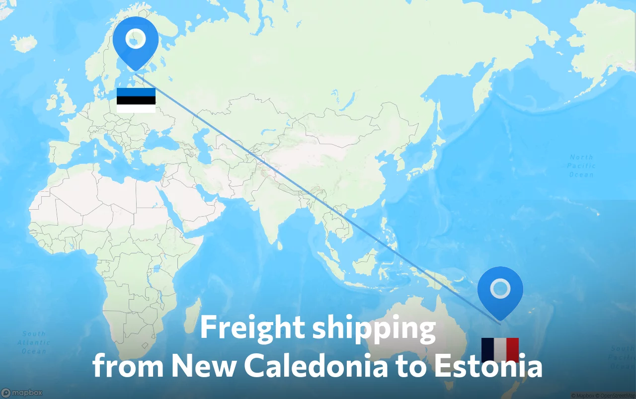 Shipping route from New Caledonia to Estonia