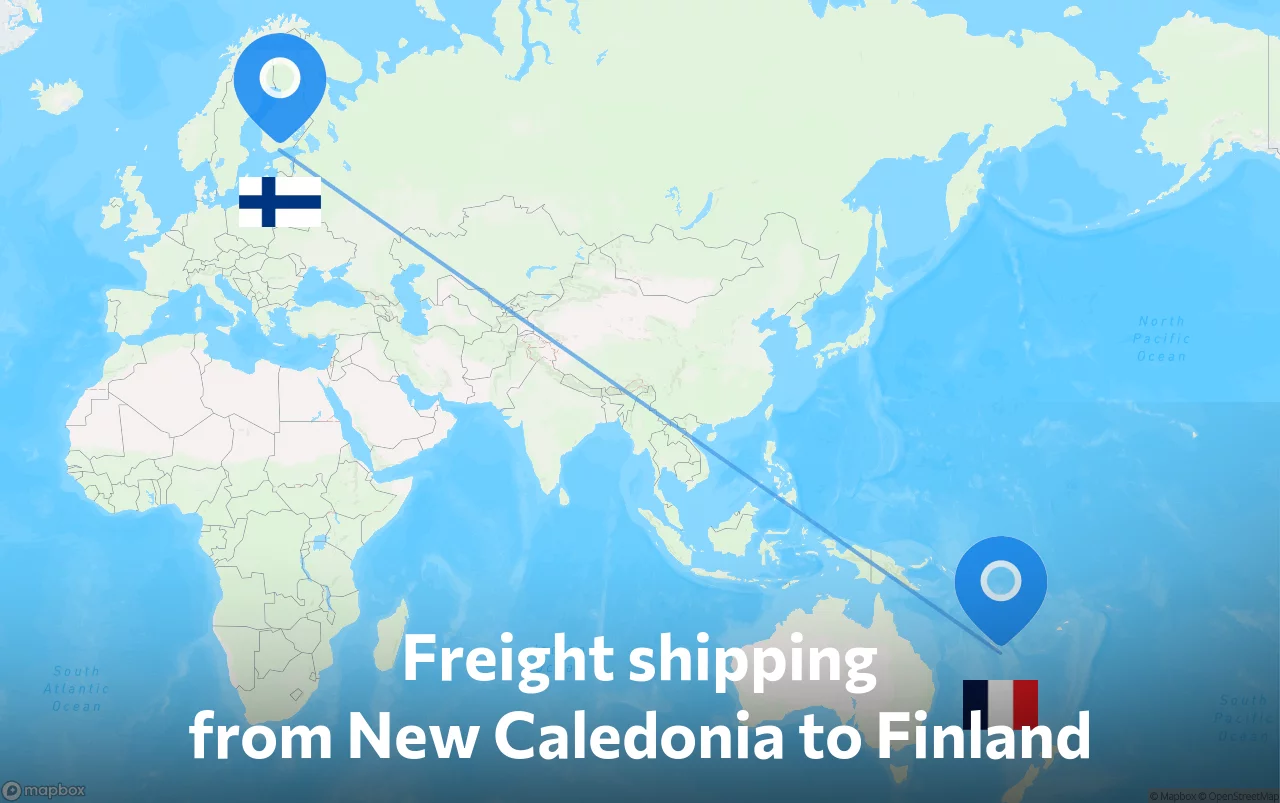 Shipping route from New Caledonia to Finland