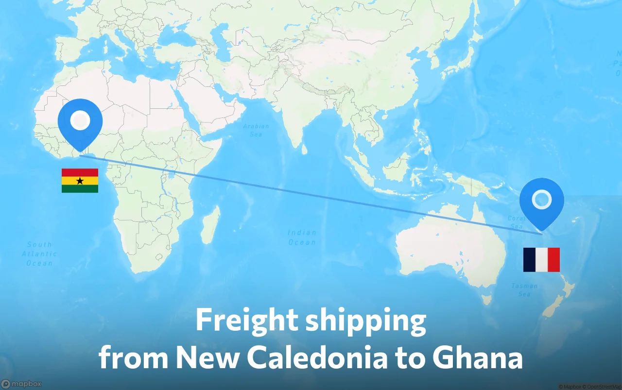 Shipping route from New Caledonia to Ghana