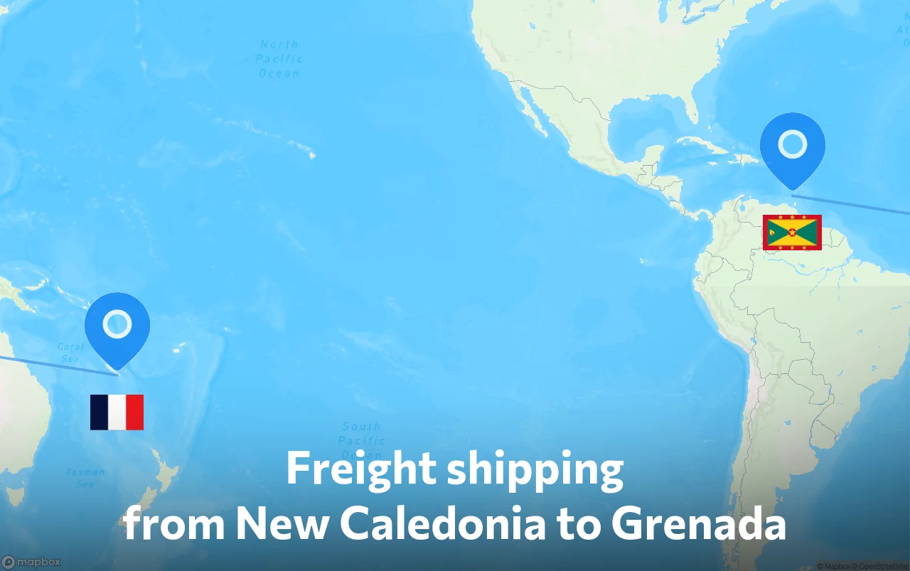 Shipping route from New Caledonia to Grenada