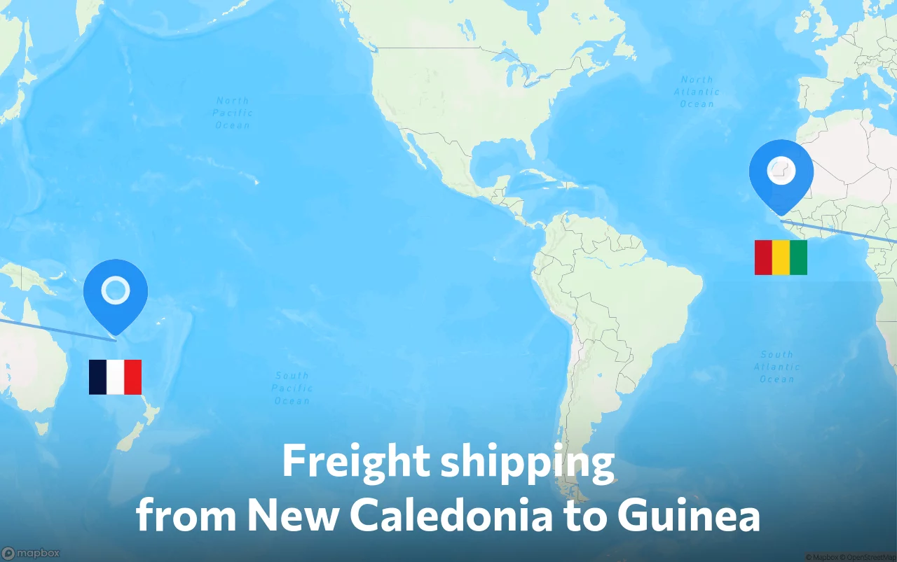 Shipping route from New Caledonia to Guinea